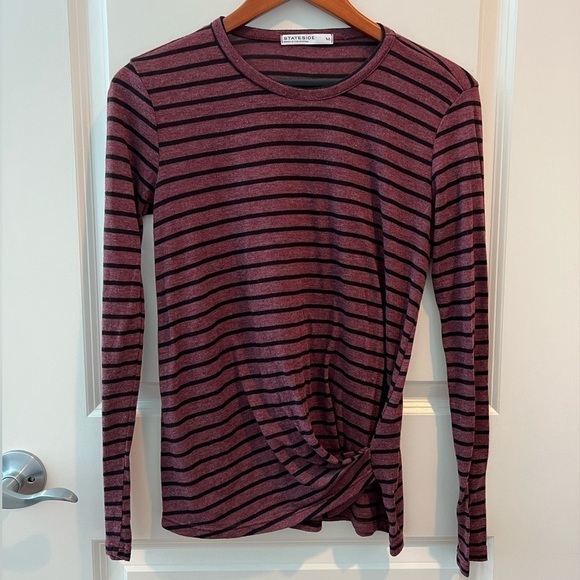 Stateside Tops - Stateside USA Made Long Sleeve Faux Wrap Shirt